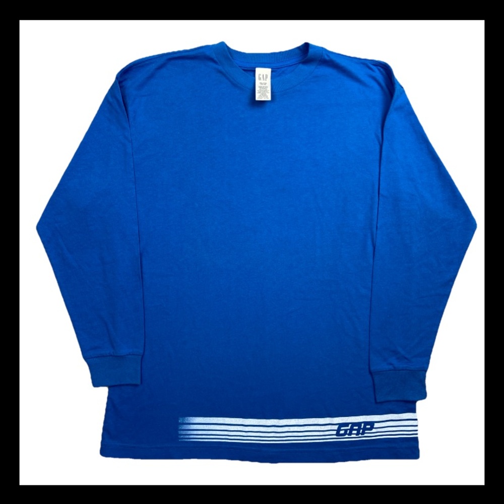 Vintage Gap Long Sleeve Shirt Men’s 2XL Royal Blue Cotton Wrap Around Crew Neck